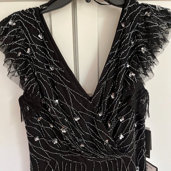 Adrianna Papell Women's Beaded Flutter-Sleeve Midi Dress - Picture 4 of 5